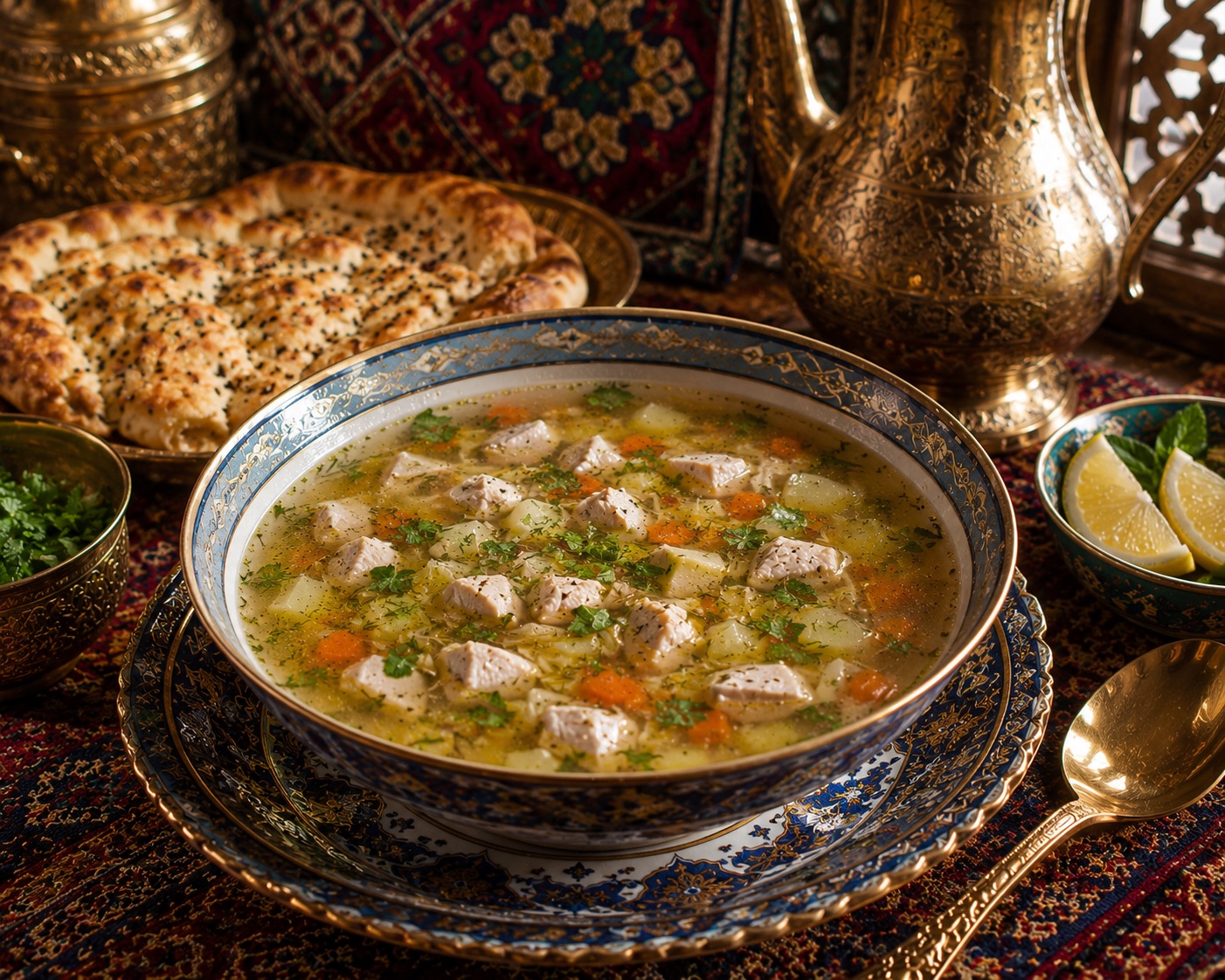 Afghanische Gemüsesuppe mit Hühnchen